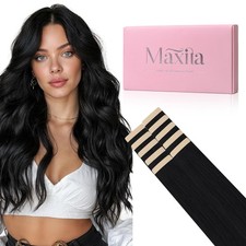 MAXITA 22" Jet Black Remy Human Tape-in Hair Extensions 30g 10pcs