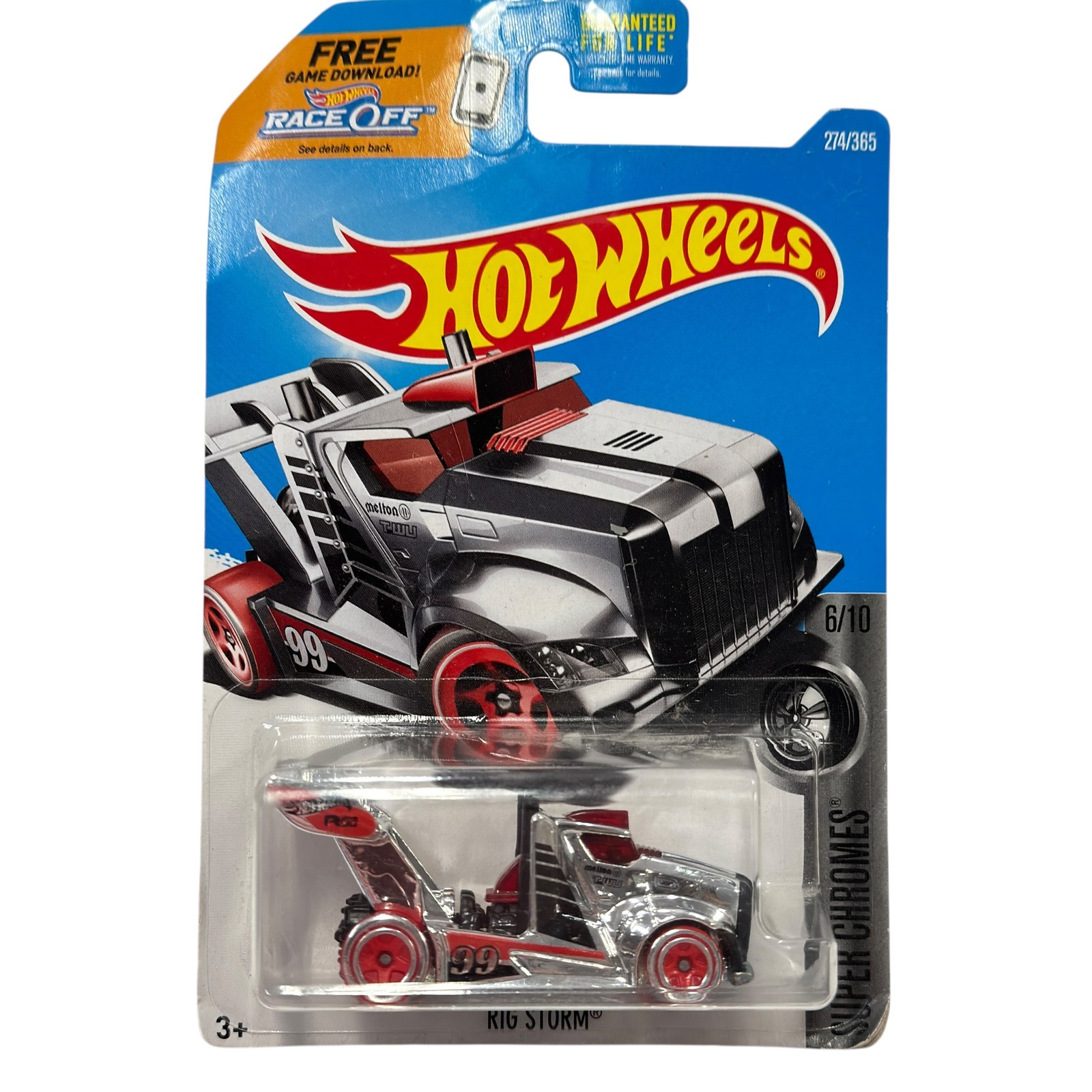 Hot Wheels 2015 Super Chromes Rig Storm #274/365 Silver Red 1:64 Diecast Truck