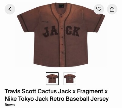 Nike Tokyo Jack Retro Cactus Jack Baseball Jersey Brown Men s M Button-Front