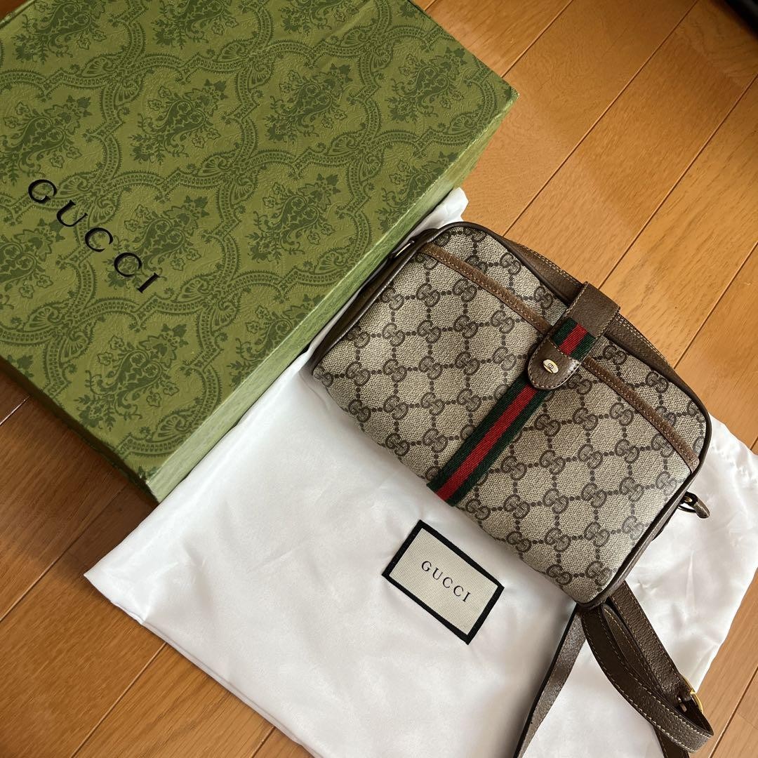 GUCCI Beauty Shoulder Bag GG Pattern Genuine