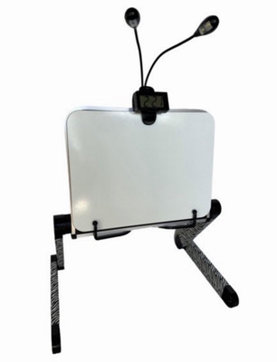 White Zebra Adjustable Foldable Book/Ipad/Laptop Stand Clip-On Dual Light/Clock