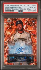 Jackson Chourio 2024 Topps Chrome Update Sapphire Selections /25 Auto PSA 10