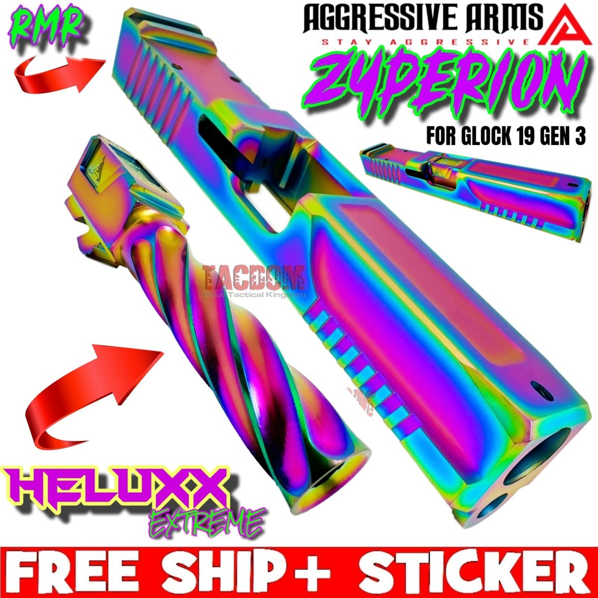 AGGRESSIVE ARMS ZYPERION RAINBOW SLIDE & HELUXX SPIRAL BARREL For