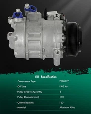 AC A/C Compressor For BMW 528i Base Lujo Top 3.0L 2011 CO 11498C 64509196890