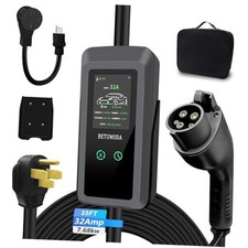 Level 1  2 EV Charger, 32A Portable Electric Car Charger with NEMA 25 FT-32 A