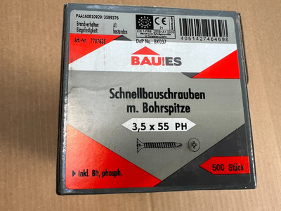 3 Packungen Schnellbauschrauben mit Bohrspitze 3,5x55mm / Restposten DV3Reg2ObLi