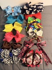 Lot 14 Random Vintage Hair Bows Barrettes Clips Accessories Various Sizes