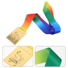 2pcs Gold Judo Award Medals - Rectangular 1st Winner Medals with Ribbon for