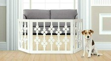 Freestanding Pet Gate for Dogs - Wooden Folding Decorative Fence for Doorways...