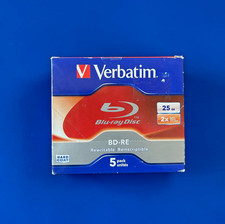 NEW Verbatim Blu-Ray Disc BD-RE 25GB Rewritable High-Quality Storage, Pack of 5
