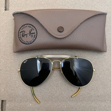 Vtg 1980  s B L Ray Ban Aviator Outdoorsman 5814 G15 Gold Frame Sunglasses READ 