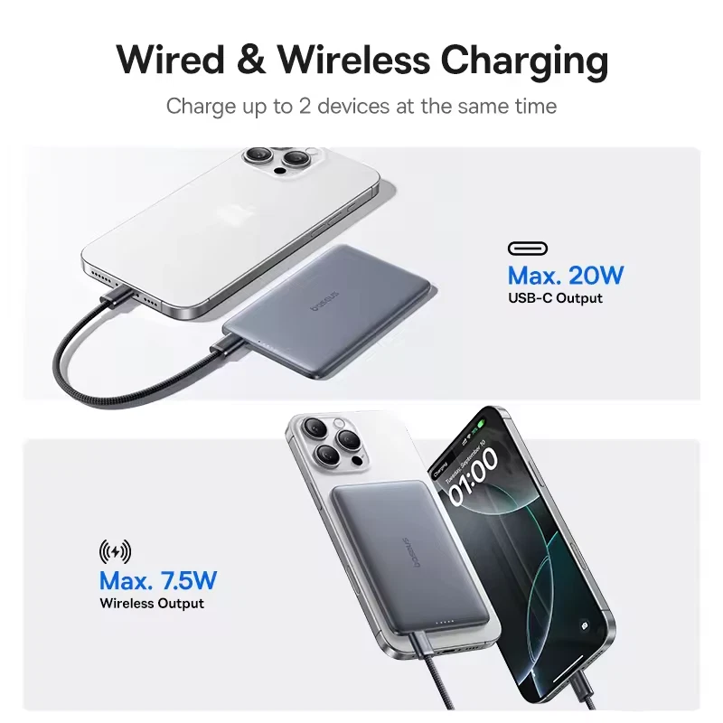 Qi2 Magnetic Power Bank 5000mAh 15W Wireless + 20W Fast Wired Charger iphone - Image 3 of 4