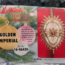 LeeWards Golden Imperial Vintage Sequin Bead Christmas Ornament Kit NOS Egg Gold