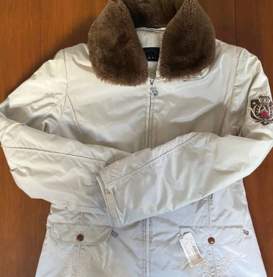BOGNER Embroidered Winter Jacket Faux Fur Collar, Size 10, Unworn w/ Tag