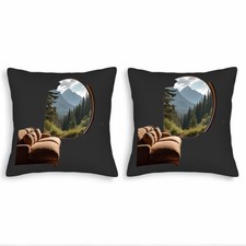Set of 2 Decorative Throw Pillow Covers 18x18in - Serene Forest Landscape