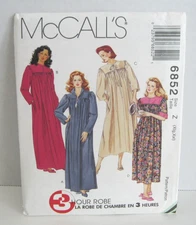 McCall's 3 Hour Robe w/Pockets & 2 Lengths Pattern #6852 Misses' XL-XXL (20-26)
