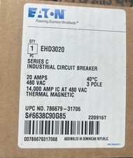 EATON CUTLER-HAMMER EHD3020 EHD 3 POLE 20 AMP 480v 14KAIC BLUE CIRCUIT BREAKER