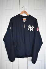 Vintage Majestic New York Yankees 1/4 Pullover MED Jacket Mens Navy Windbreaker