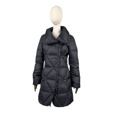FAY Puffer Asymmetrical Zip Parka Jacket Blac...