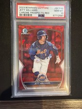 Jett Williams 2023 Bowman Sapphire Prospects Red /10 PSA 10 Brewers Mets!