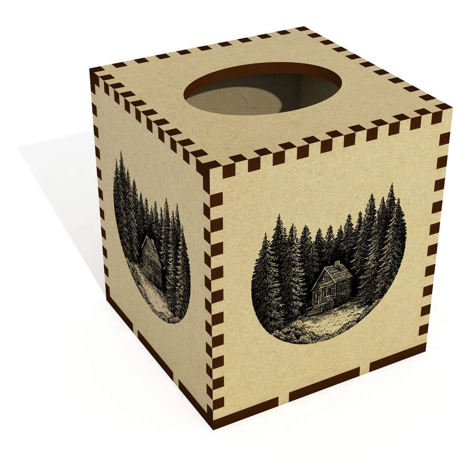 Square 'Cabin in Woods' Wooden Tissue Box Cover (TB00070638) - Image 1 of 1