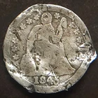 1845-O SEATED LIBERTY DIME F-101b THICK O VG DETAILS COUNTER MARK DAMAGED