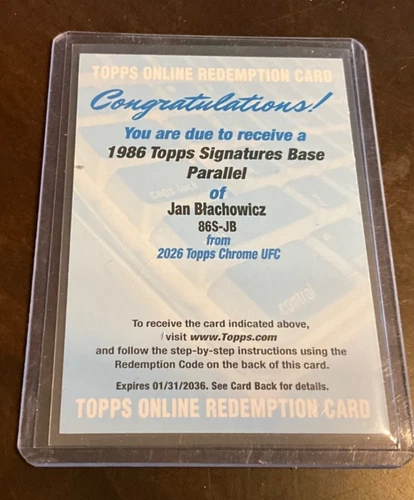 2026 TOPPS CHROME UFC JAN BLACHOWICZ 1986 BASE PARALLEL AUTO REDEMPTION CARD
