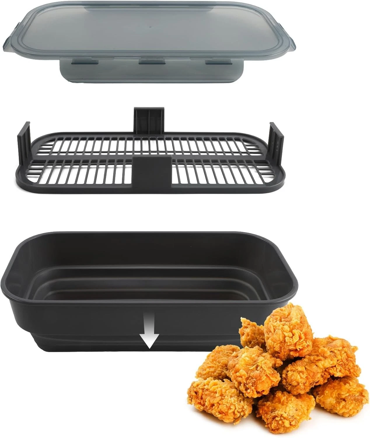Collapsible Batter Bowl Mess Free Breading Shaker Container Great Fried Fish
Opens in a new window o