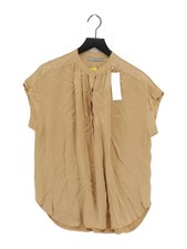 Vince Women's Top M Tan 100% Silk Sleeveless Crew Neck Tunic