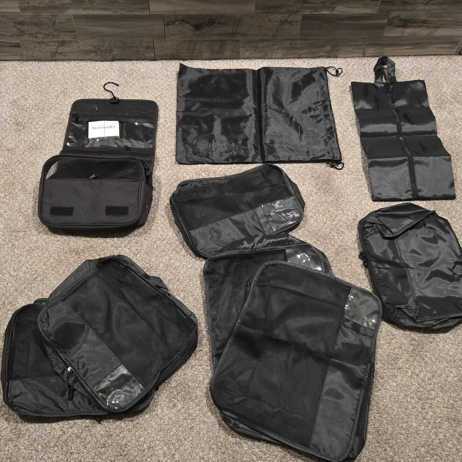 Packing Cubes 9 Piece Travel Set Suitcase Organizer Hanging Toiletry Shoe Bag +-image