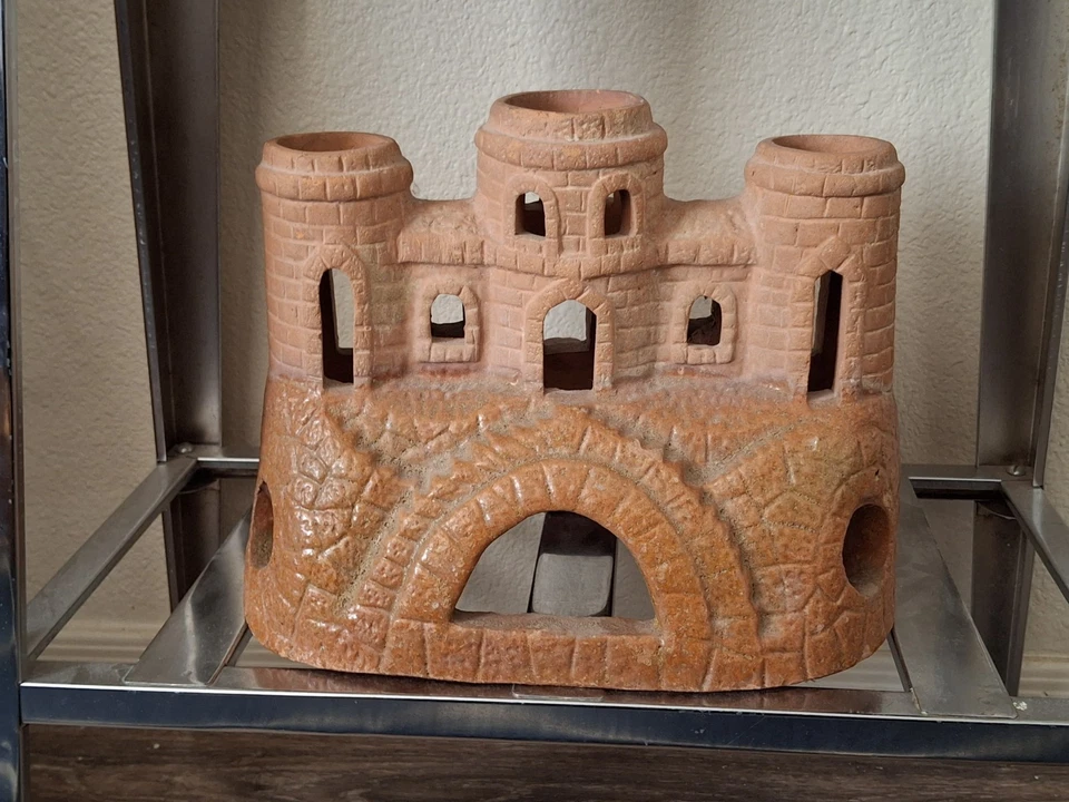 复古水族箱 19 世纪 90 年代美国 Terra Cotta 8 磅城堡 12.5 英寸宽 9 英寸高 — 第 2/4 张图片