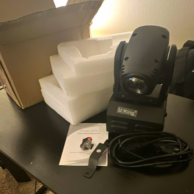 U`King LED Moving Head Stage Light - Power Cable, Mounting Bracket & Manual