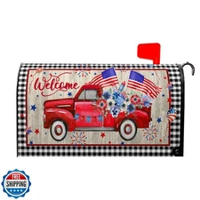 VentuCoven Welcome Red Truck Mailbox Cover 4th of July Mailbox Covers Magneti