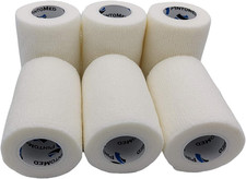 BENDAGGIO COESIVO - BIANCO Garza Elastica, 6 Rotoli X 7.5 Cm X 4.5 M Autoadesiva