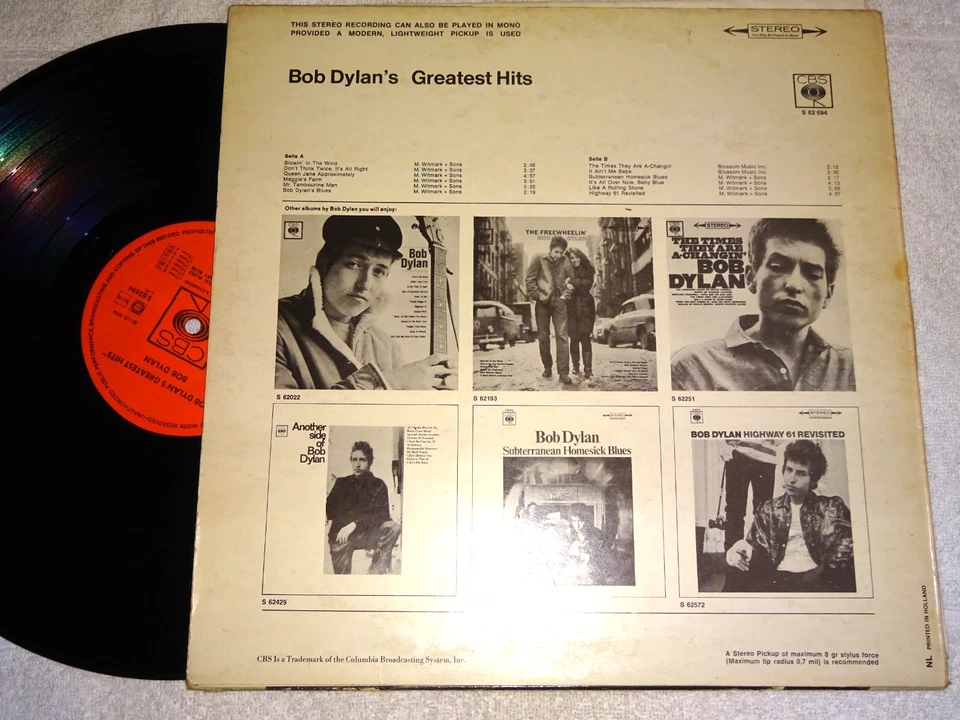 LP: Bob Dylan - Bob Dylan's greatest hits, 1967, 1,- - Bild 2 von 2