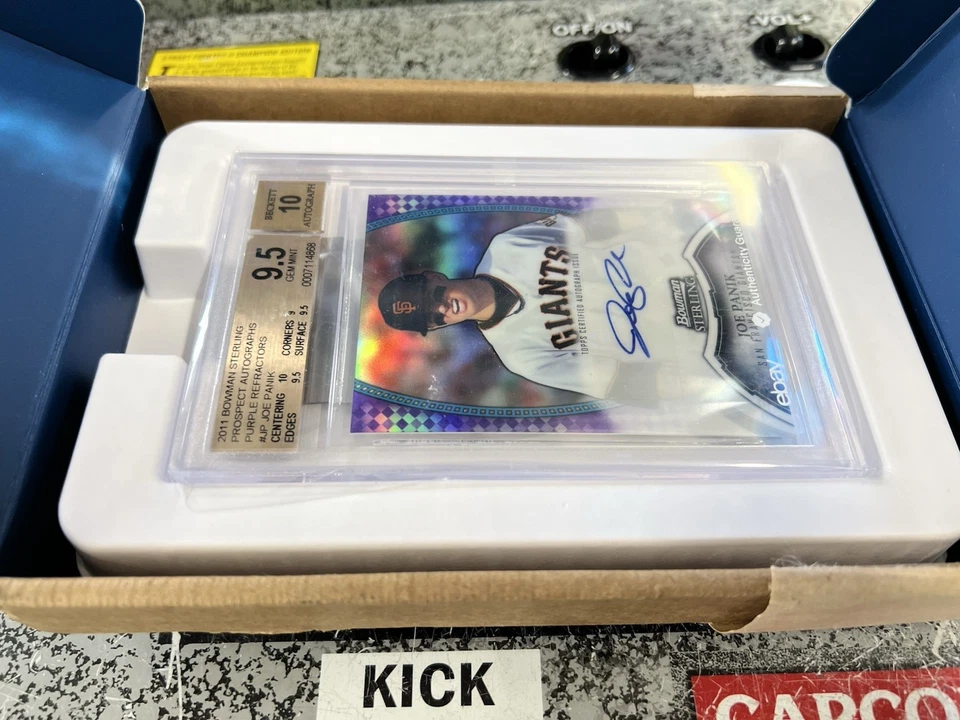 2011 Bowman Sterling Joe Panik RC roxo refrator autógrafo /10 BGS 9.5 automático 10 - Imagem 2 de 4
