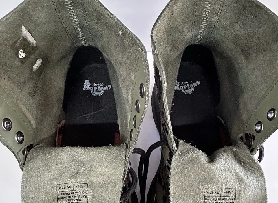 Dr Doc Martens Khaki Green Distorted Leopard SINCLAIR Platform Boots US ...