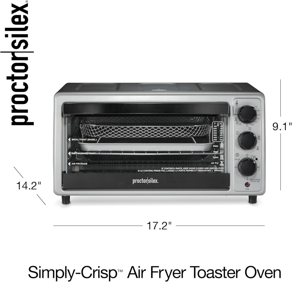1500W Air Fryer Toaster Oven Combo with Convection Bake Broil & 4 Functions