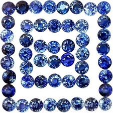 Natural Blue Sapphire Round Cut 40 pcs 6 mm Loose Gemstone IDGL Certified RD6