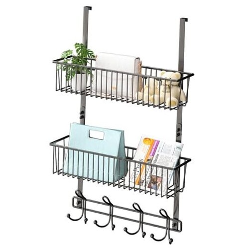 Over The Door Hooks Organizer,Door Hanger Door Storage with 2 Baskets,Over The - Picture 1 of 8