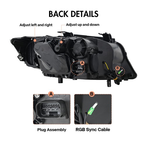 For 2005-2012 BMW E90 E91 3-Series HID Xenon Sedan RGB LED Projector Headlights - Picture 12 of 17