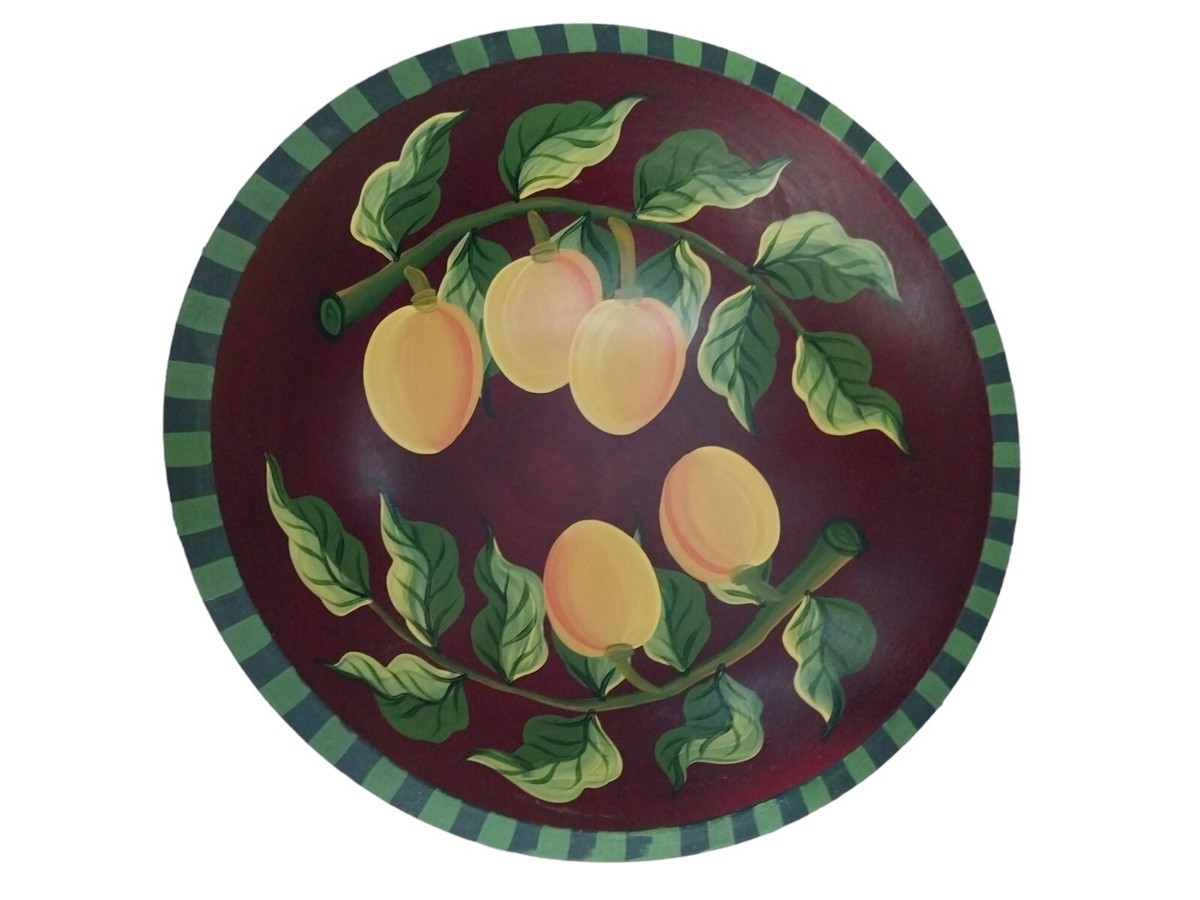 Vtg Sherwood Forest Design Peach Hand Painted Salad Bowl w  display picture 1
