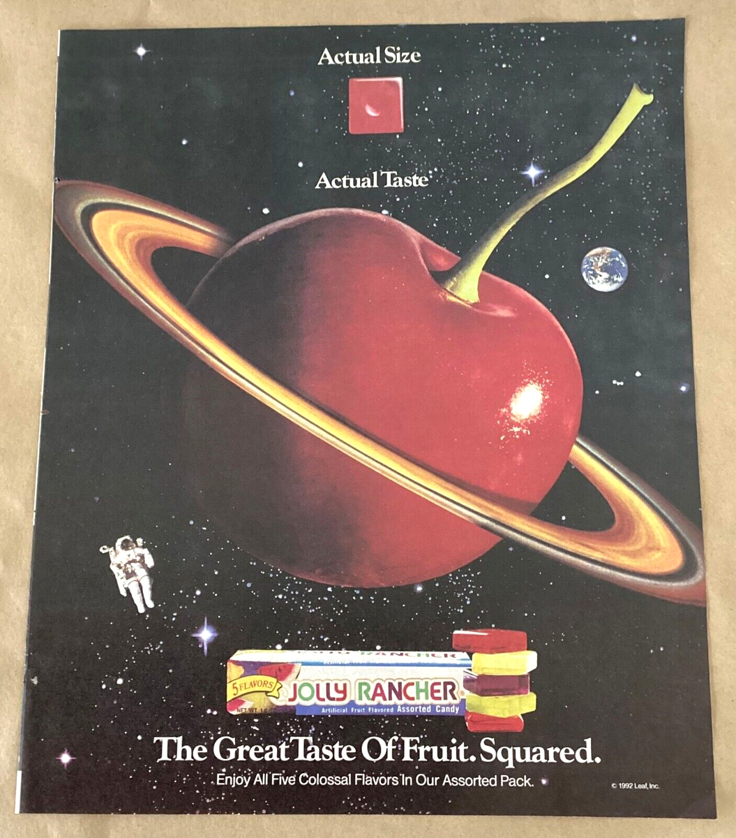 Jolly Rancher print ad 1992 original vintage candy cherry saturn