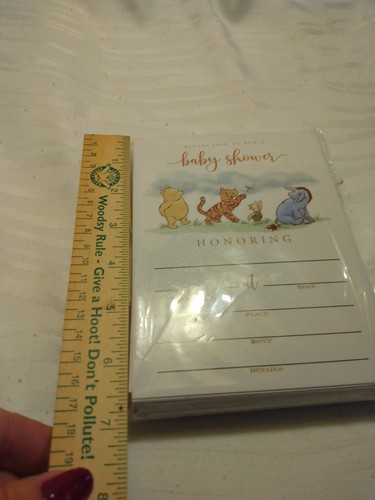 Winnie The Pooh Baby Shower Invitations Girl Or Boy With Diaper Raffle Cards - Picture 8 of 11