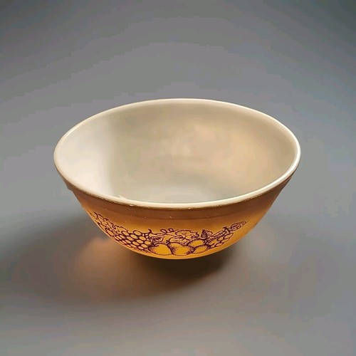 Vintage Pyrex Old Orchard 2.5 qt Mixing Bowl 403 Brown Dish Cinderella Mint - Picture 2 of 4