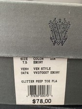 Vera Wang “White” Size 8 Black glitter Platform Pumps Heels Shoes Prom NYE