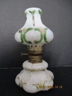 Small Kerosene Oil Painted Milk Glass Night Lamp P&A Hornet