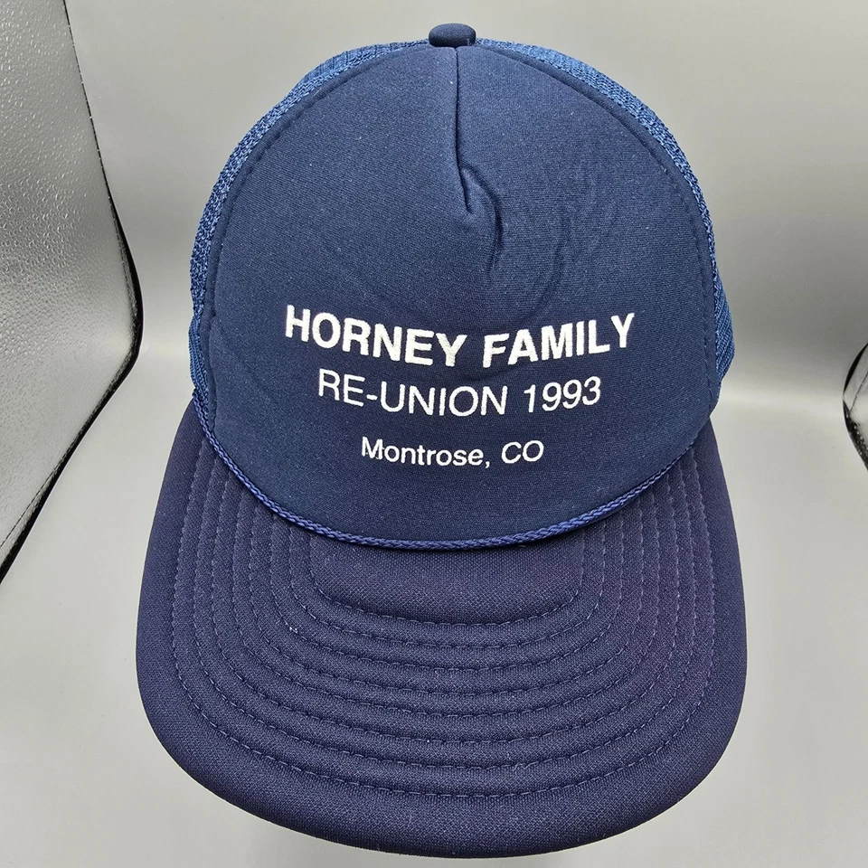 Vintage Horney Family Re-Union 1993 Montrose Colorado Blue Speedway Trucker Cap - Image 2 of 4