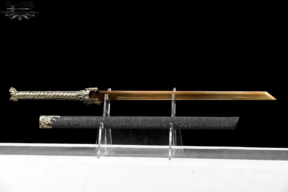 Katana hecha a mano 110 cm/espada coleccionable/hoja de alta calidad/afilada/dragón dorado Foto 3 de 4
