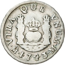 ☆ PLATA HISPANA • COLONIAL 1 REAL 1743 • MÉXICO M • FELIPE V ☆ ESPAÑA ☆ ☆C9862